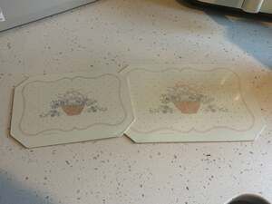 Vintage Hallmark Metal Serving Trays Basket of Flowers Set of 2